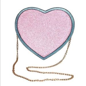 NWOT Collectif Pink Glitter Heart Purse